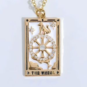 Dainty ‘The Wheel’ Tarot Card Necklace | 316L Stainless Steel, 18k Gold Plated